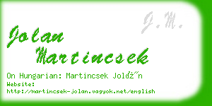 jolan martincsek business card